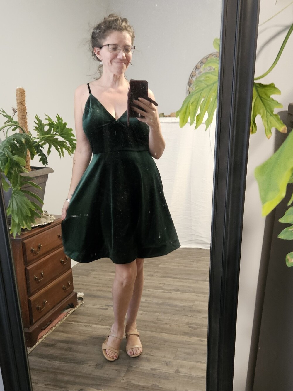 Teeze Me Emerald Green Velvet V-Neck Mini Dress